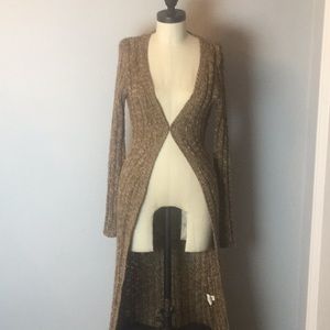 MS. J -EXTRA LONG TWEED ACRYLIC SWEATER,SIZE SMALL